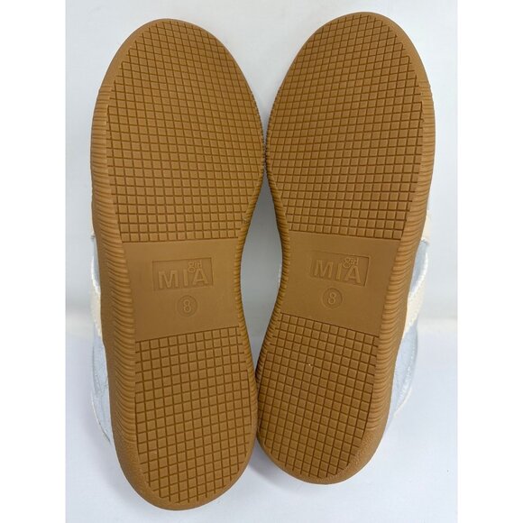 MIA girl Womens 8 Silver Metallic Lace Up Sneakers Cream Accents New - Picture 7 of 7